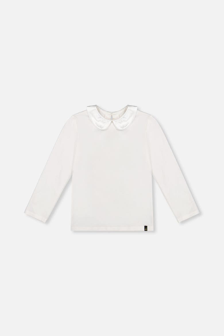 Peter Pan Collar Organic Cotton Long Sleeve T-Shirt, Main, color, Off-White