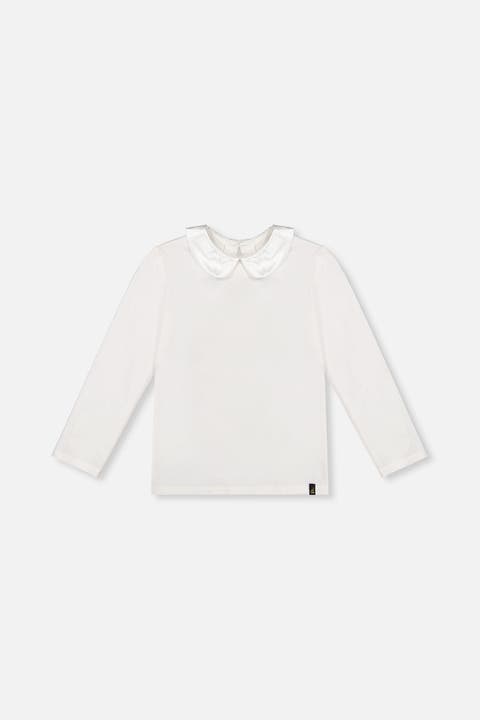 Peter Pan Collar Organic Cotton Long Sleeve T-Shirt