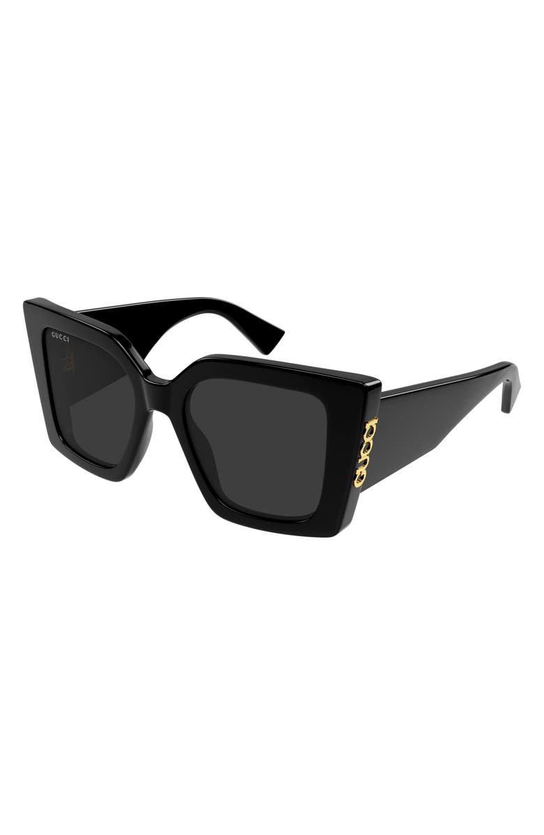 Gucci 51mm Butterfly Sunglasses, Alternate, color, Black