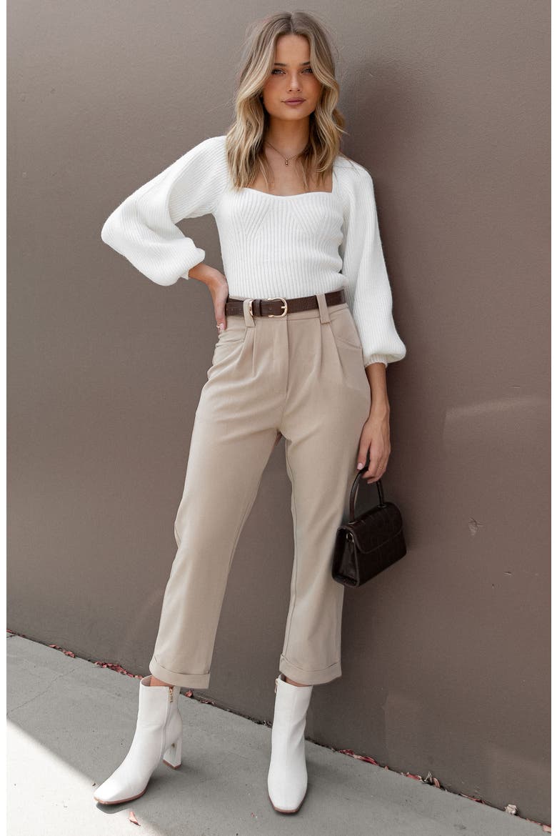 Lexie High Waist Ankle Straight Leg Pants, Alternate, color, BEIGE