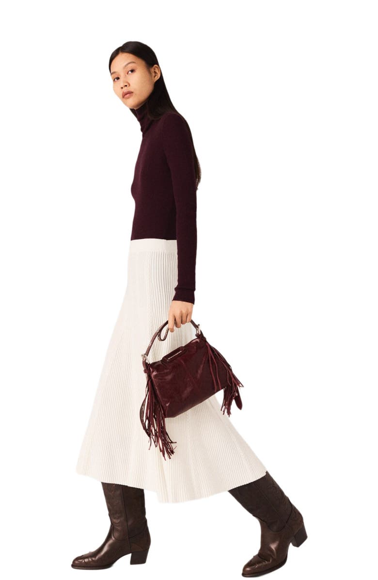 maje Long knit skirt, Alternate, color, Ecru