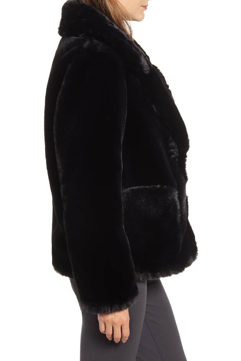 Faux Fur Jacket, Alternate, color, BLACK