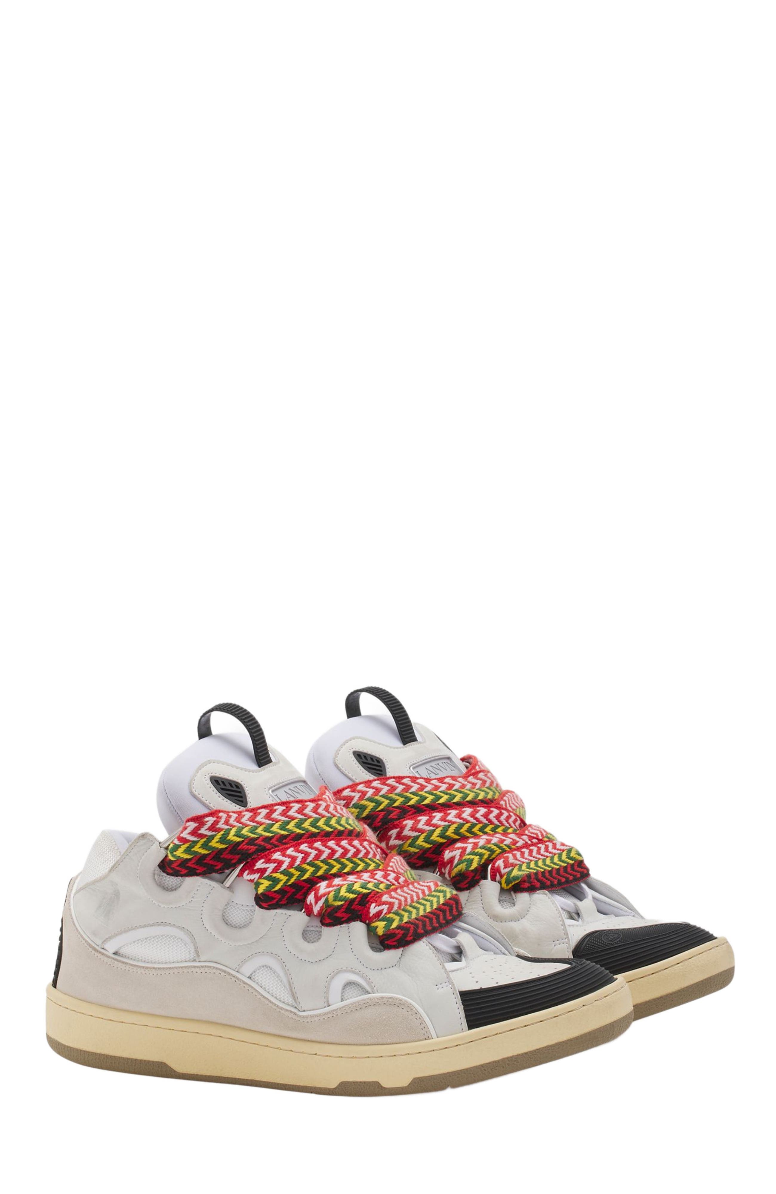 Lanvin LEATHER CURB SNEAKERS, Alternate, color, White