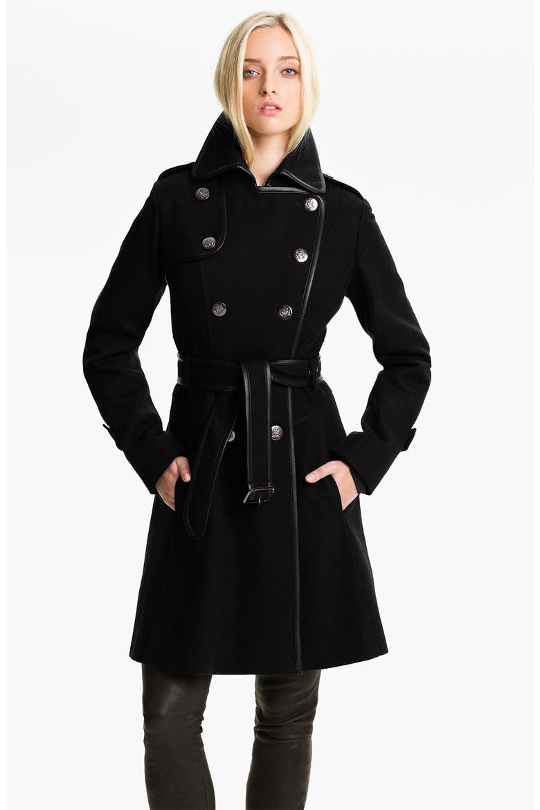 Double Breasted Wool Blend Coat, Main, color, BLACK