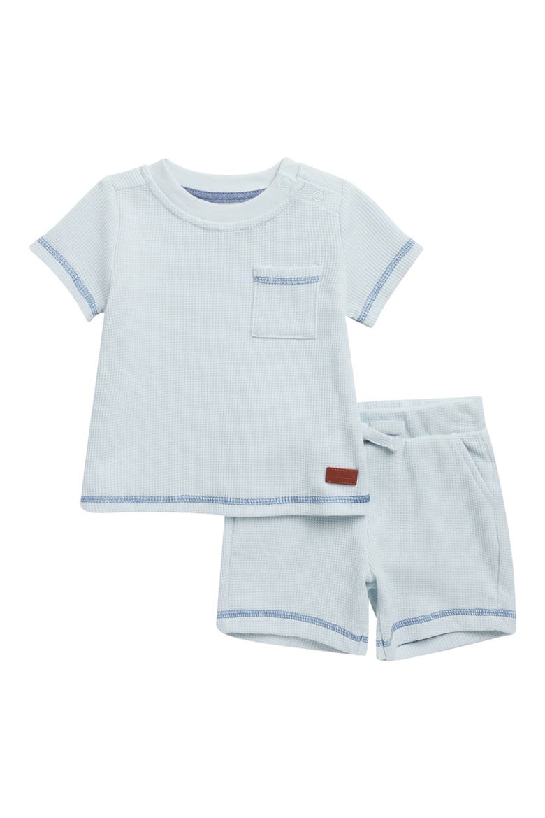 Waffle Knit Top & Shorts Set, Main, color, MISTY BLUE