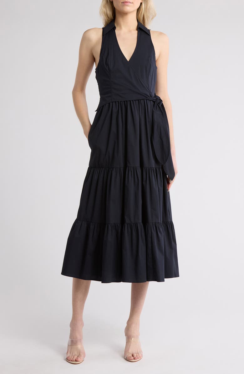 Cinq à Sept Vaani Sleeveless Faux Wrap Dress, Main, color, 