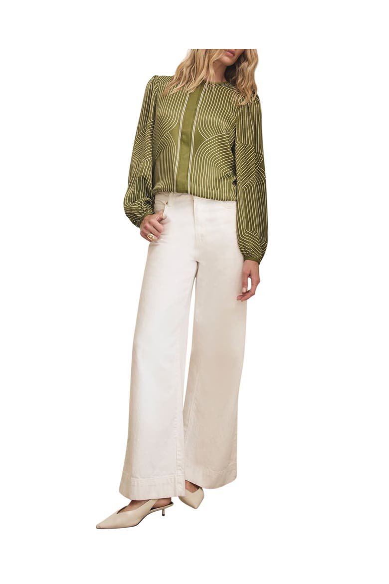 Satin Printed Blouse, Main, color, Green