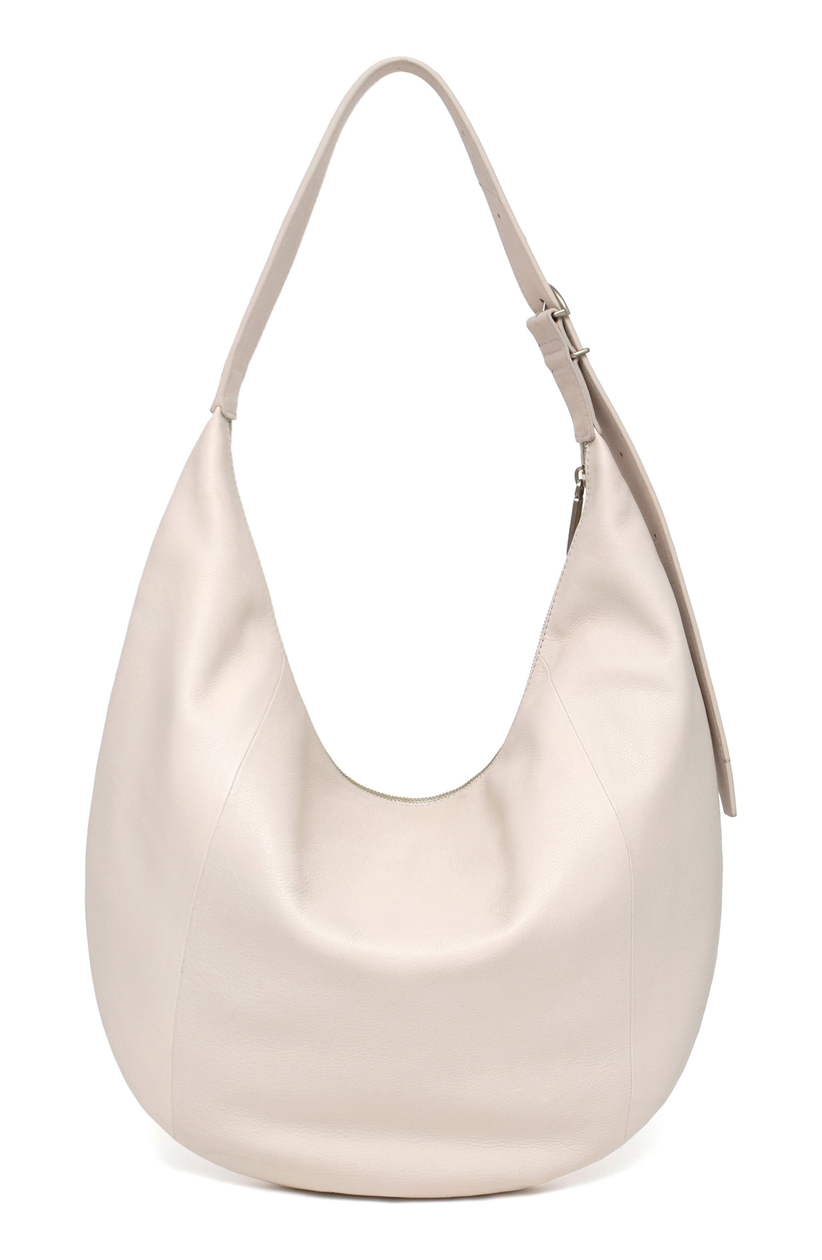 New Amsterdam Leatherworks Wyatt Leather Oversized Hobo Bag, Alternate, color, Ivory
