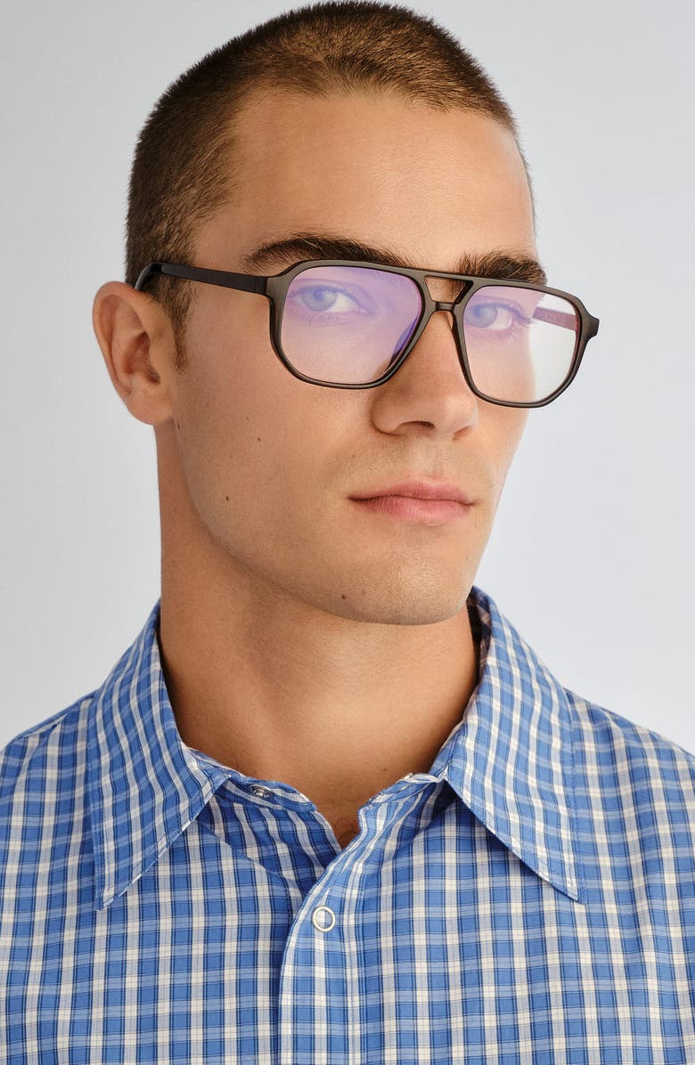 The Book Club The Atticus 53mm Aviator Blue Light Blocking Reading Glasses, Alternate, color, Crystal Bark