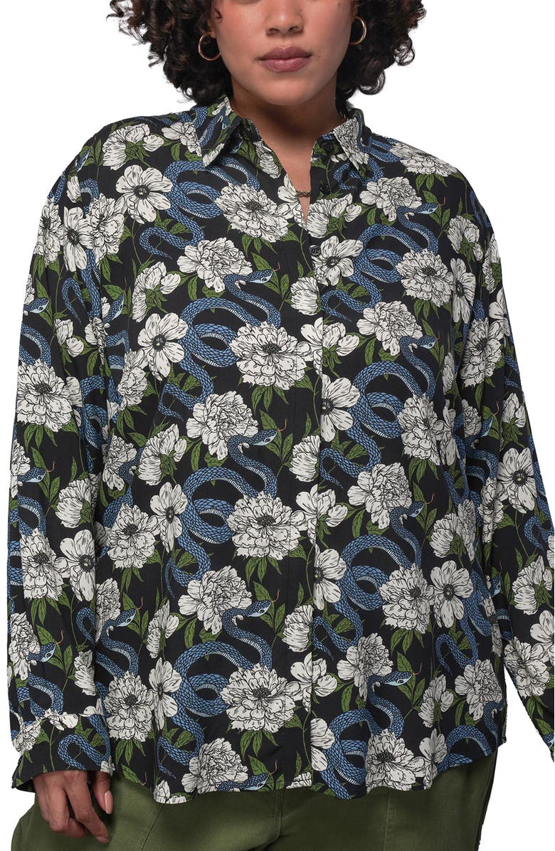 WILDFANG The Empower Long Sleeve Button Up, Alternate, color, Garden Snake Oat