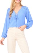 CeCe Circle Trim Pintuck Top