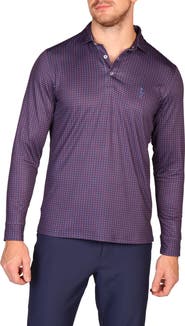 TailorByrd Golf Tee Print Long Sleeve Performance Polo