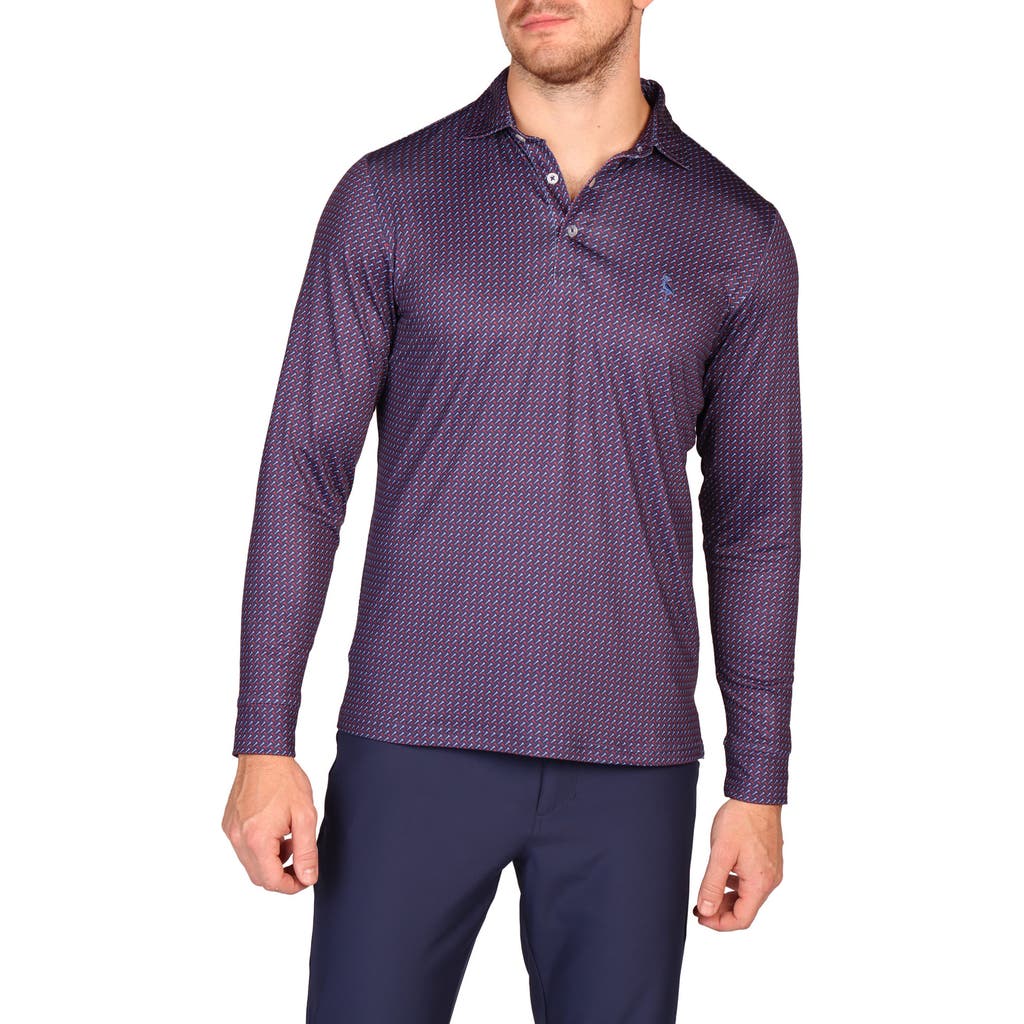 Tailorbyrd Golf Tee Print Long Sleeve Performance Polo In Purple