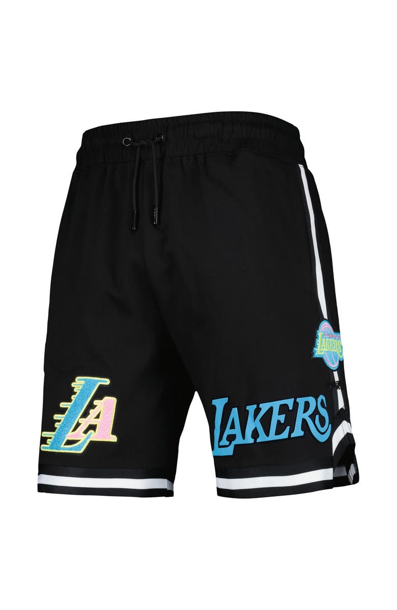 PRO STANDARD Men's Pro Standard Black Los Angeles Lakers Washed Neon Shorts, Alternate, color, 