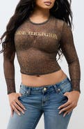 True Religion Leopard Mesh Long Sleeve T-Shirt