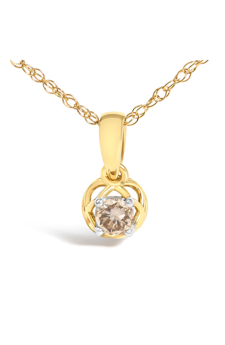 Haus of Brilliance 14K Yellow Gold Plated Silver 1/5 Cttw Diamond Openwork Pendant Necklace, Alternate, color, Yellow Gold Over Silver