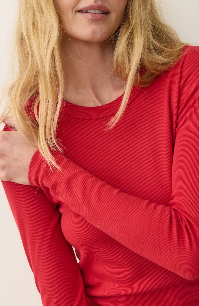 Marine Layer Lexi Sun-In Rib Long Sleeve T-Shirt, Alternate, color, Cherry Red