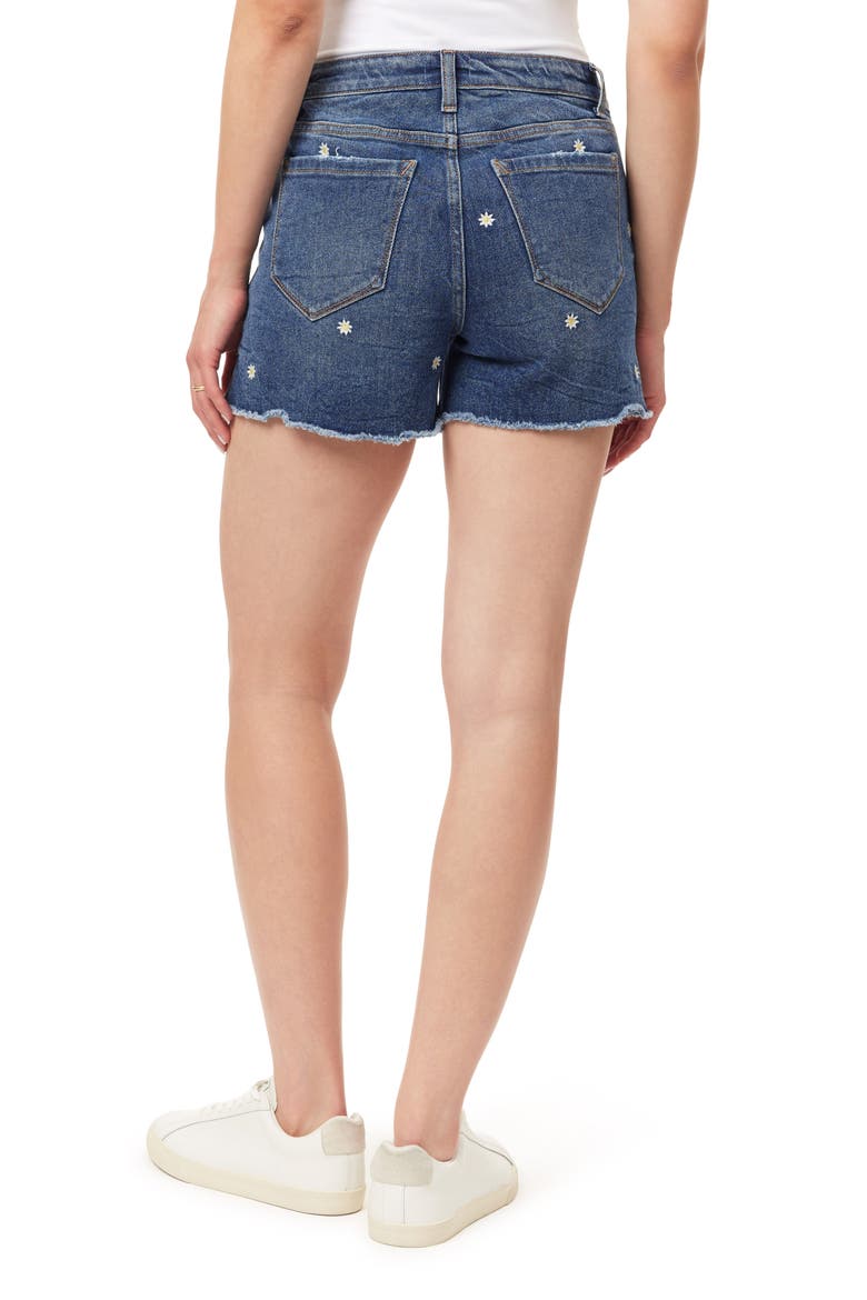 Midrise Fray Hem Denim Shorts, Alternate, color, MELBOURNE DAISY