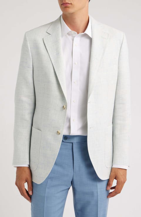 Hyperlight Soft Light Blue Mélange Wool & Linen Blend Sport Coat (Regular & Big)