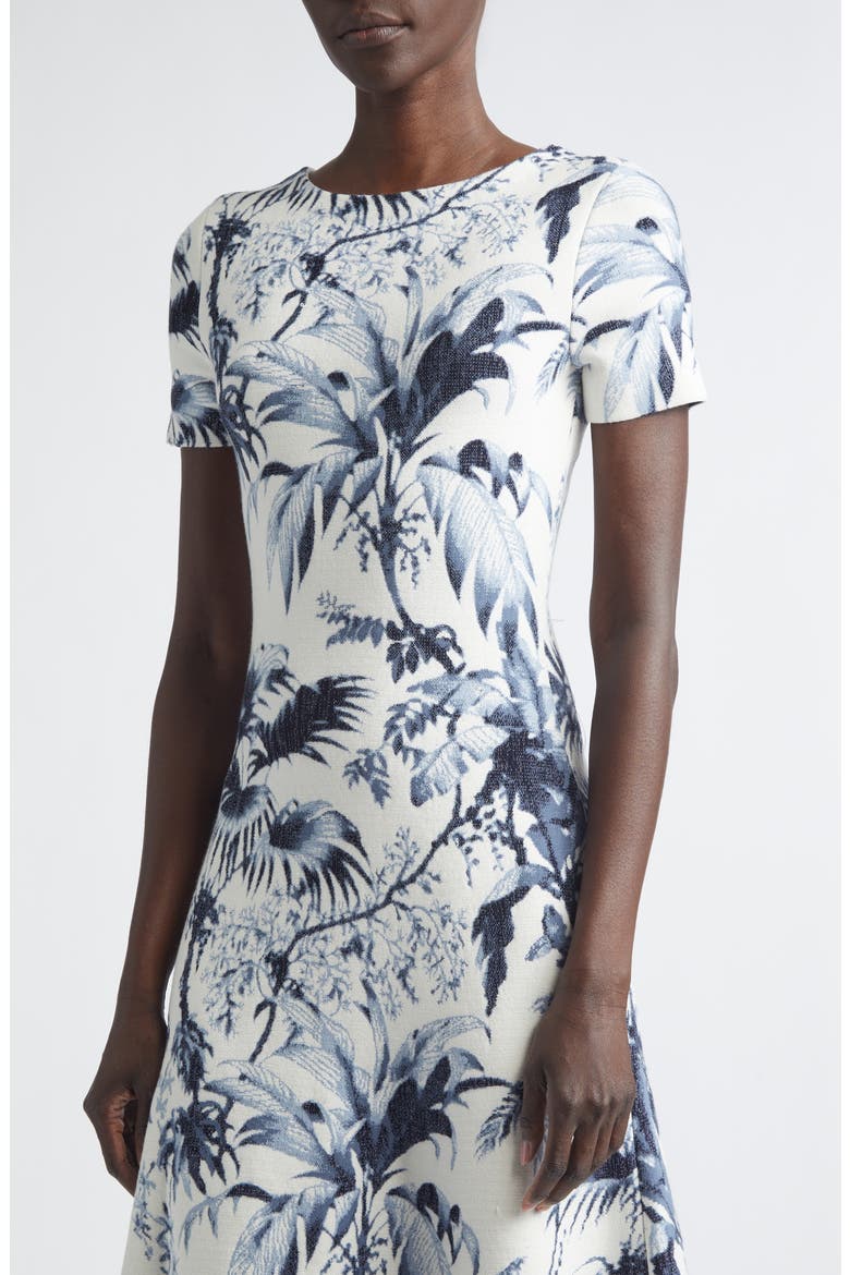 Tonal Tropical Knit Midi Dress, Alternate, color, NAVY/ IVORY