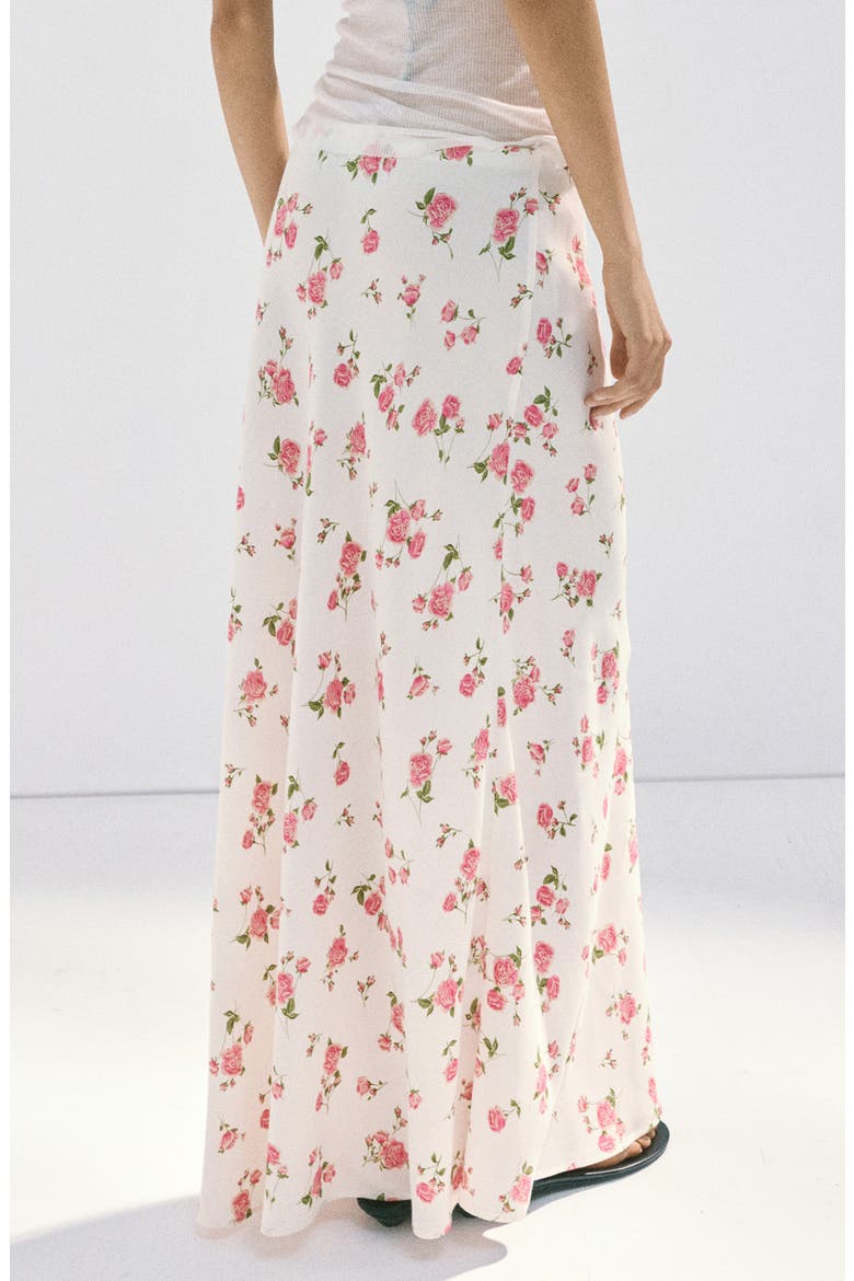 Floral Print Maxi Skirt, Alternate, color, WHITE