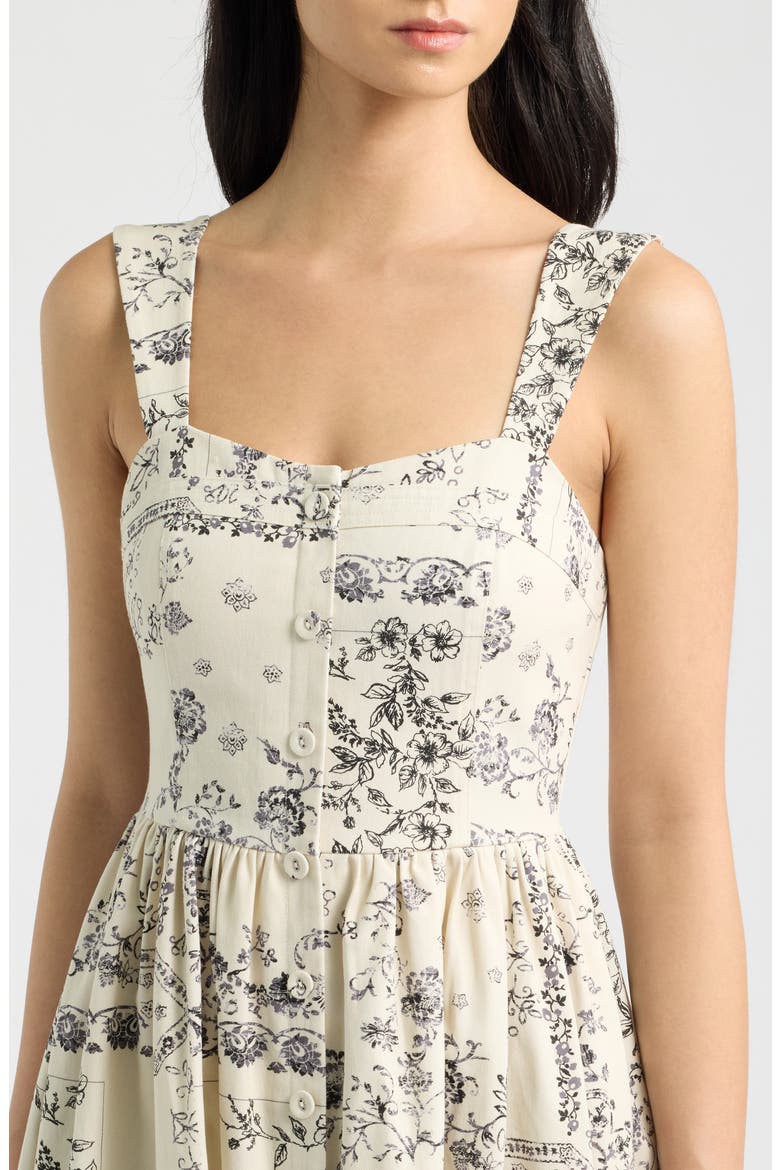 Floral Print Sleeveless Maxi Dress, Alternate, color, CREAM MULTI