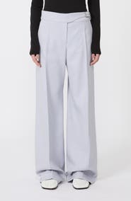 SPORTMAX Salita Cotton Blend Twill Wide Leg Pants