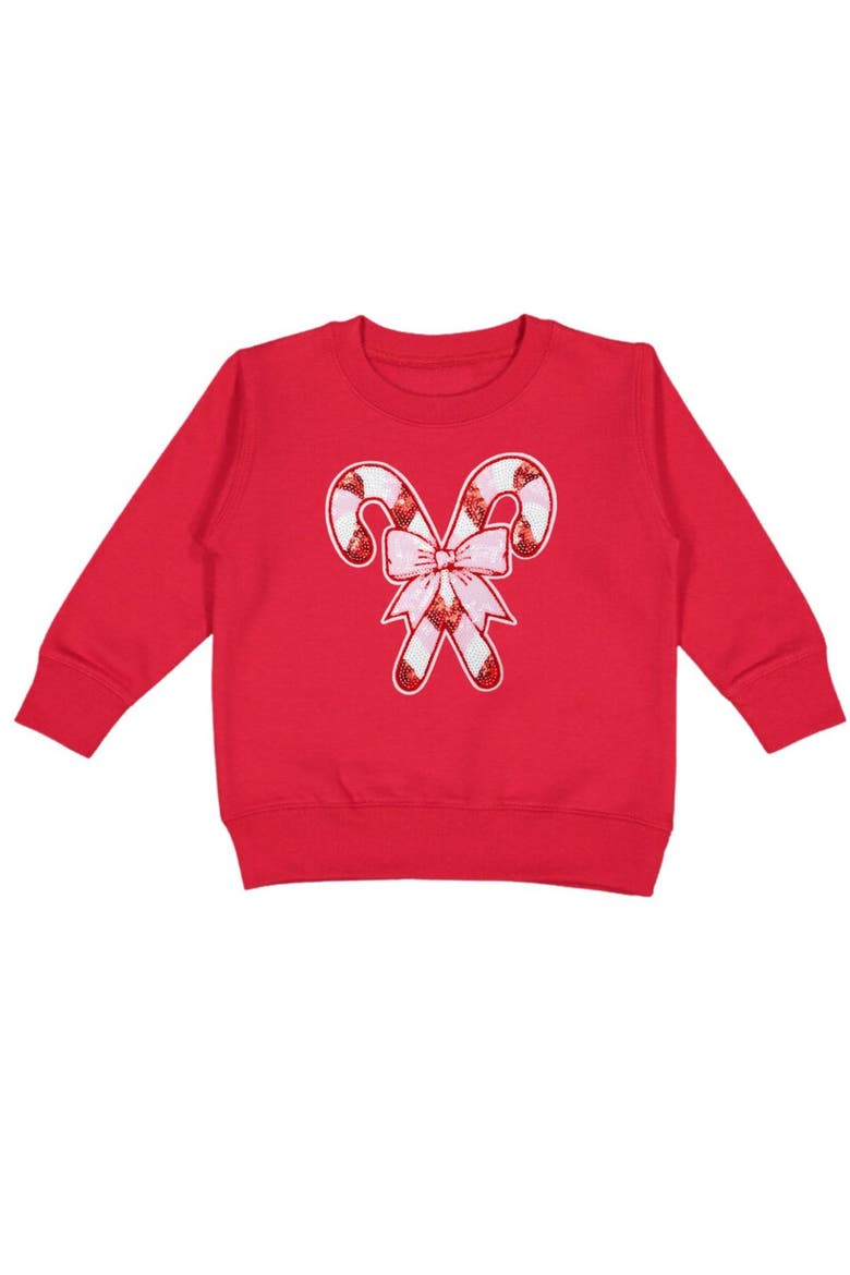Candy Cane Patch Christmas Sweatshirt, Main, color, Red