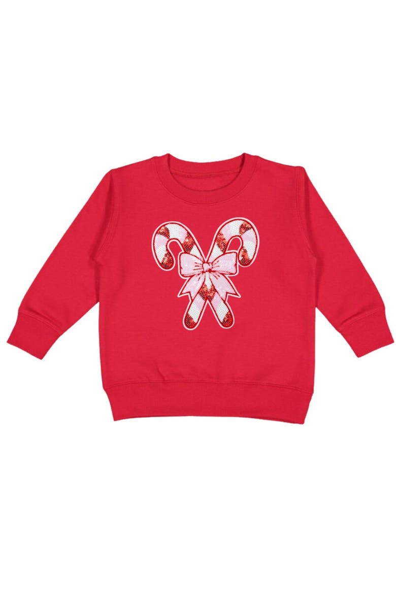 Sweet Wink Candy Cane Patch Christmas Sweatshirt, Main, color, 