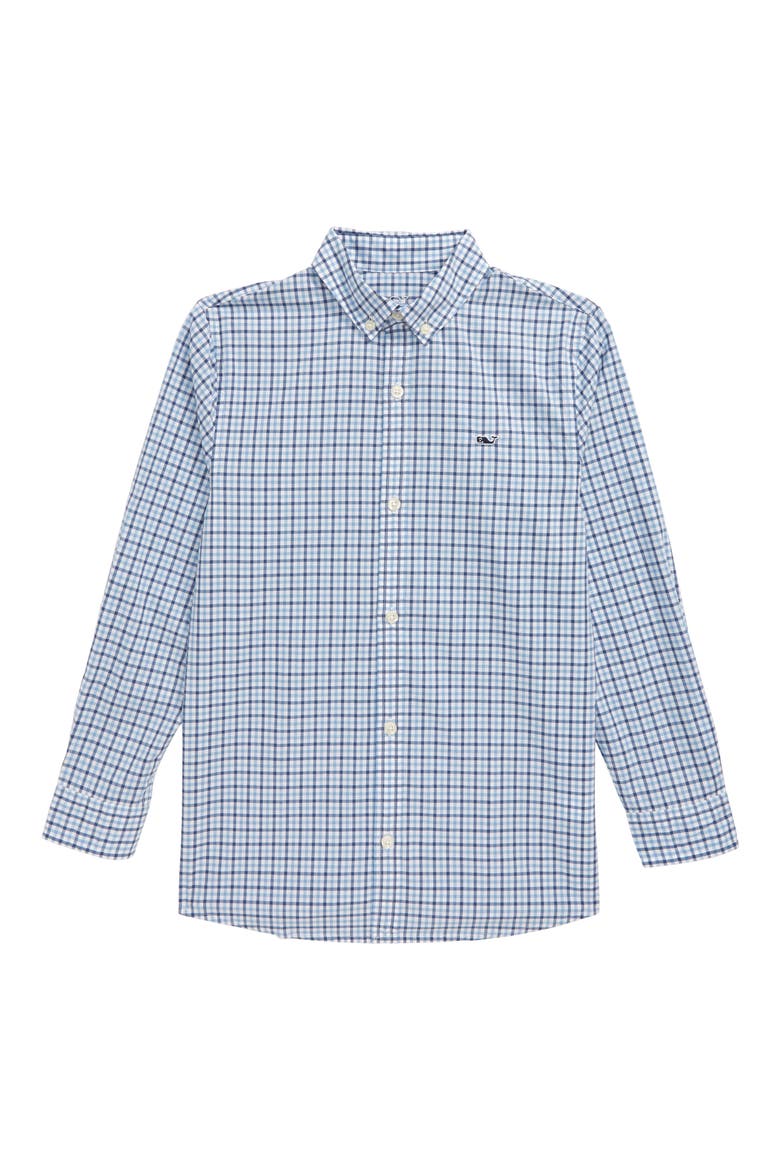 Amelia Gingham Whale Shirt, Main, color, MOONSHINE