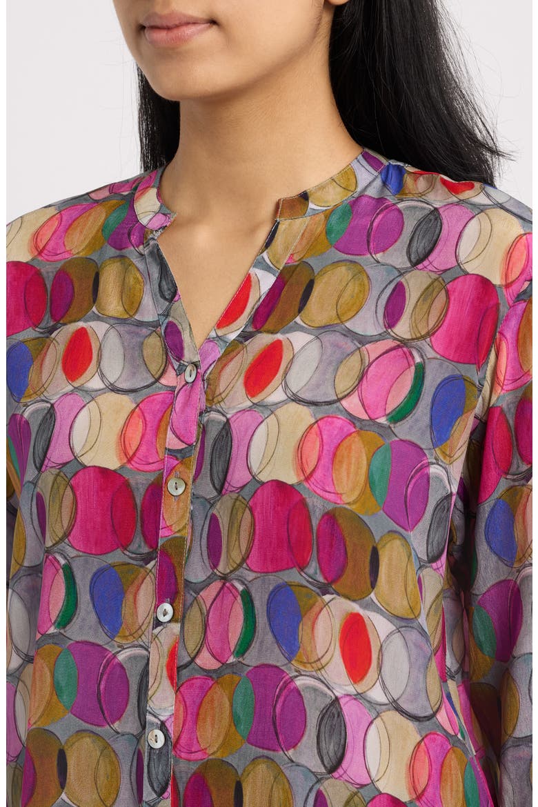 Mandarin Collar Button-Down Shirt, Alternate, color, PURPLE MULTI