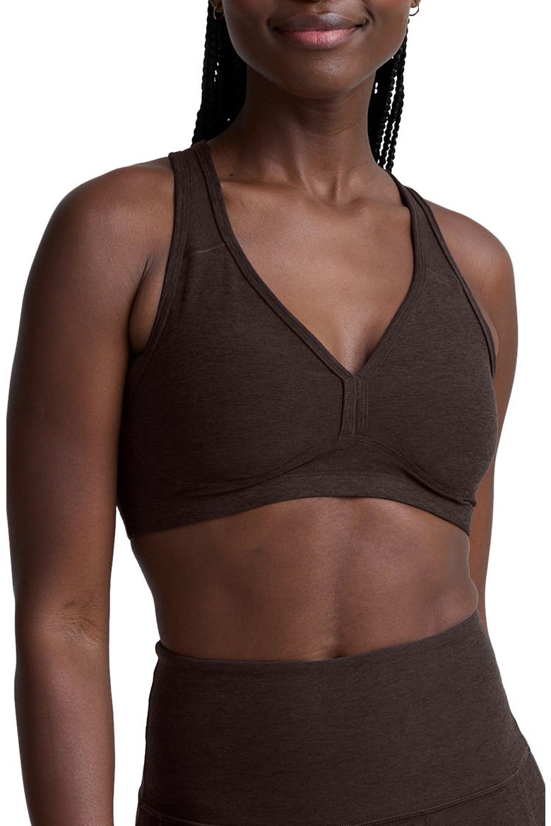 Lift Your Spirits Sports Bra, Main, color, DARK CHOCOLATE HEATHER