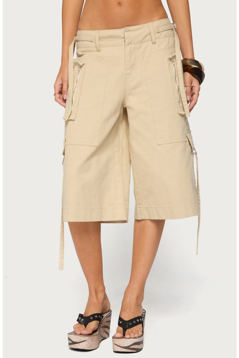 Avelisse Cotton Cargo Bermuda Shorts, Main, color, BEIGE