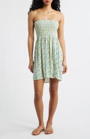 Rip Curl Surf Side Smocked Strapless Minidress