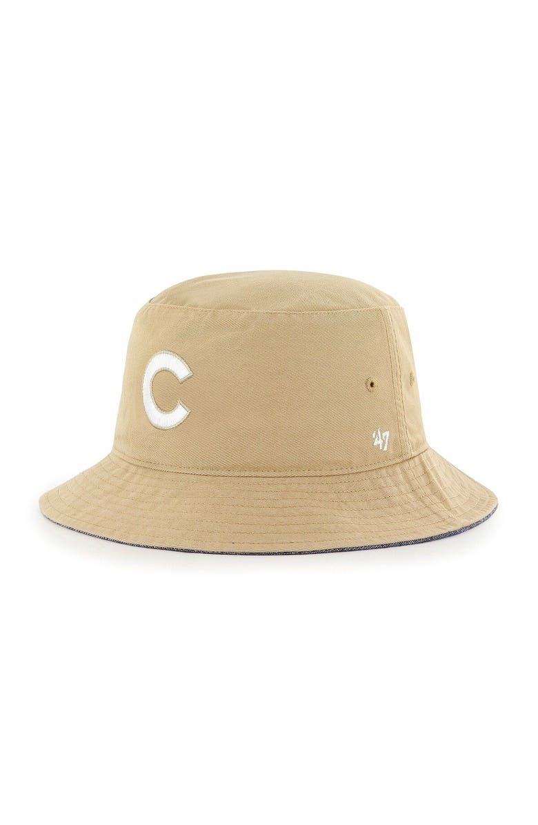 '47 Men's '47 Khaki Chicago Cubs Chambray Ballpark Bucket Hat, Main, color, 
