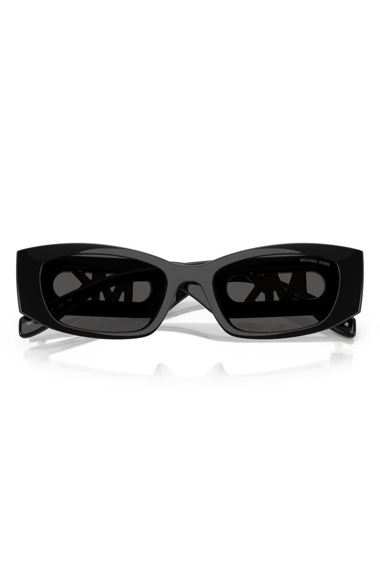 Michael Kors 52mm Rectangular Sunglasses, Alternate, color, Black / Dark Grey Solid