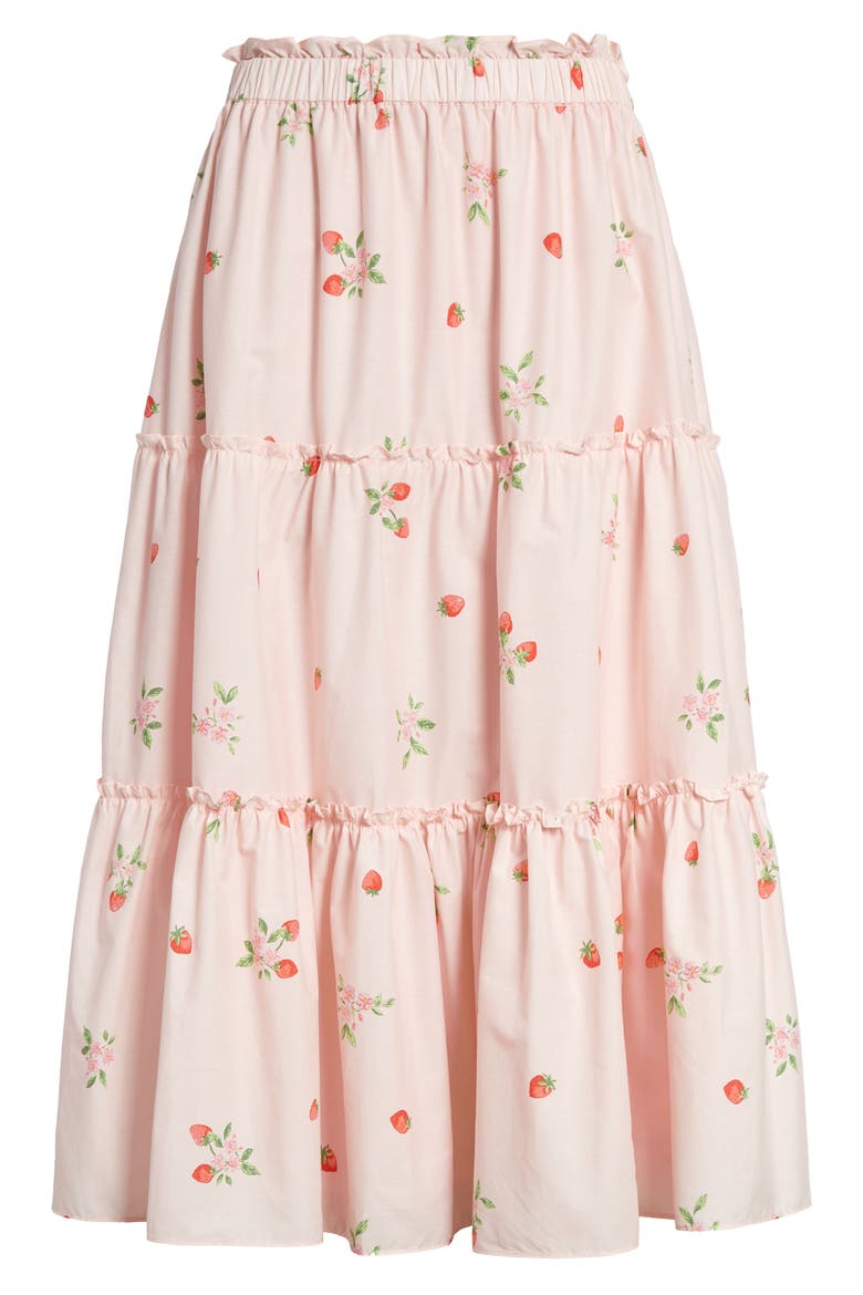 Strawberry Print Tiered Skirt, Main, color, PINK ROSEWATER STRAWBERRY