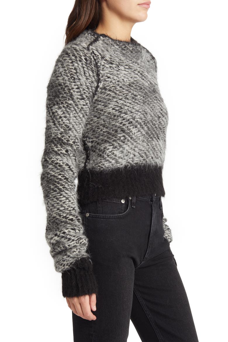 Edith Houndstooth Jacquard Mock Neck Sweater, Alternate, color, BLACKMULT