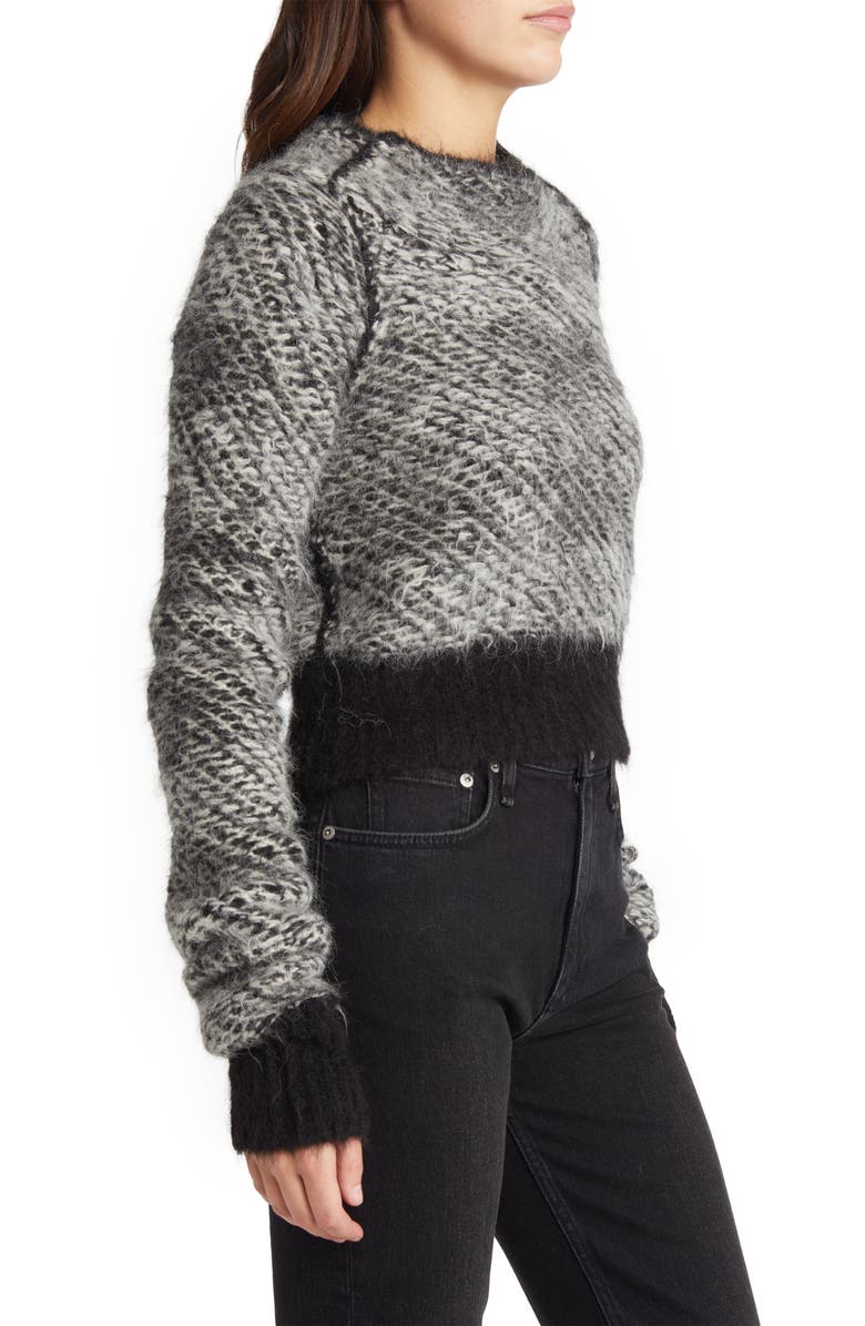 rag & bone Edith Houndstooth Jacquard Mock Neck Sweater, Alternate, color, Blackmult