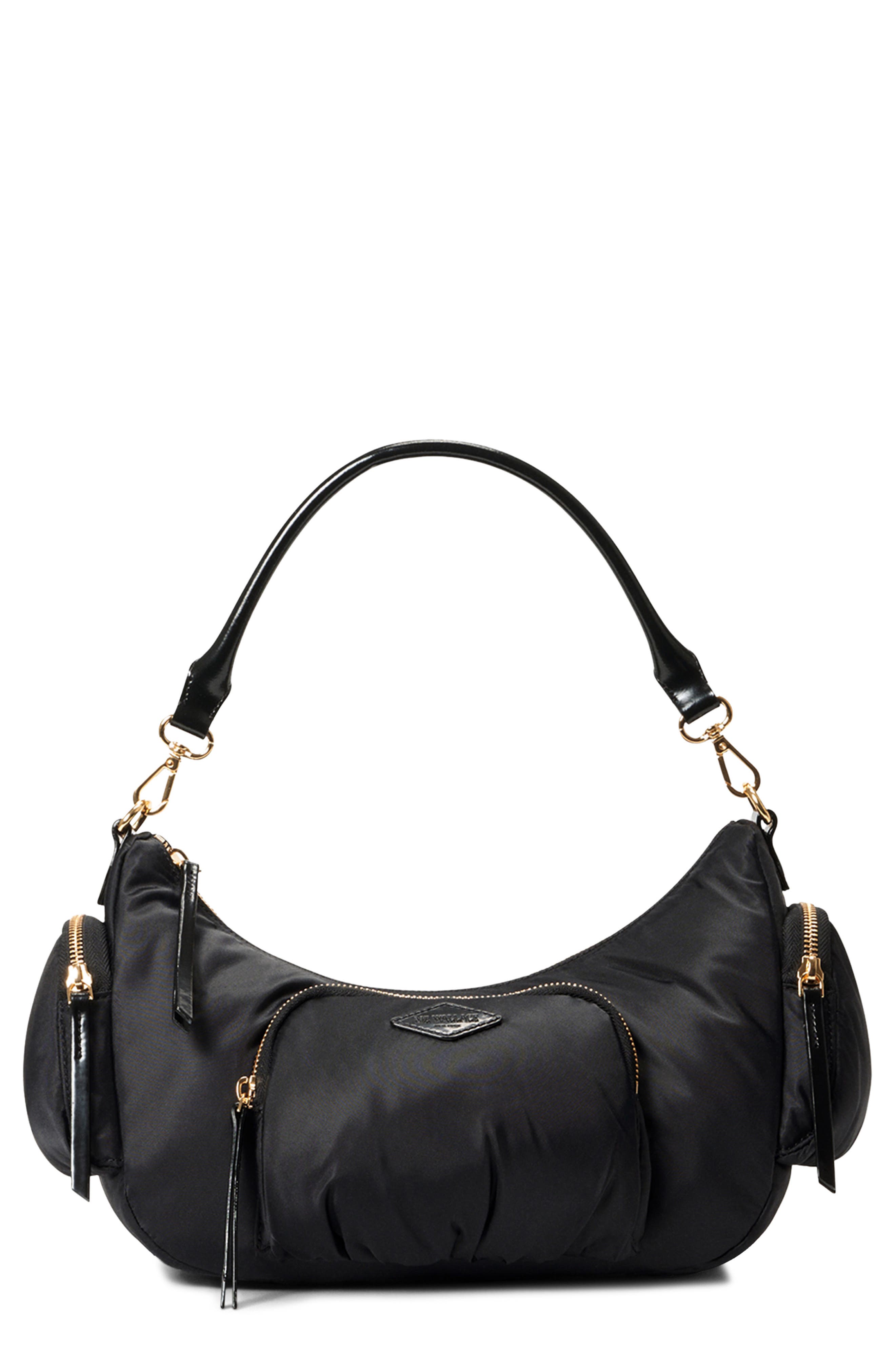 MZ Wallace Medium Chelsea Nylon Shoulder Bag, Main, color, Black