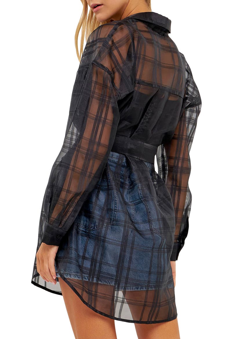 Check Button-Up Shirt, Alternate, color, BLACK