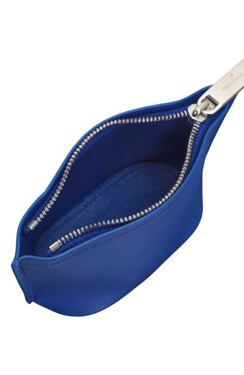 Ferragamo Zip Leather Pouch In Blue