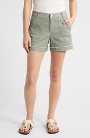 Wit & Wisdom Frayed Patch Pocket High Waist Twill Shorts