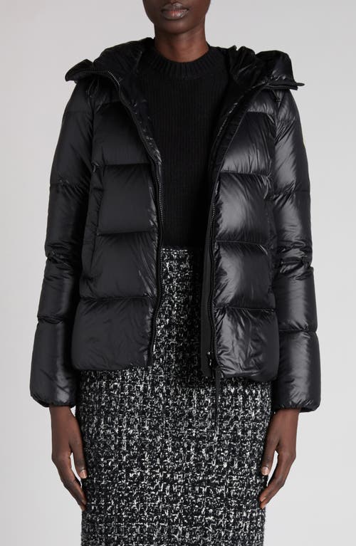 Moncler Women Black Serittes Short Hooded Down Jacket In Black