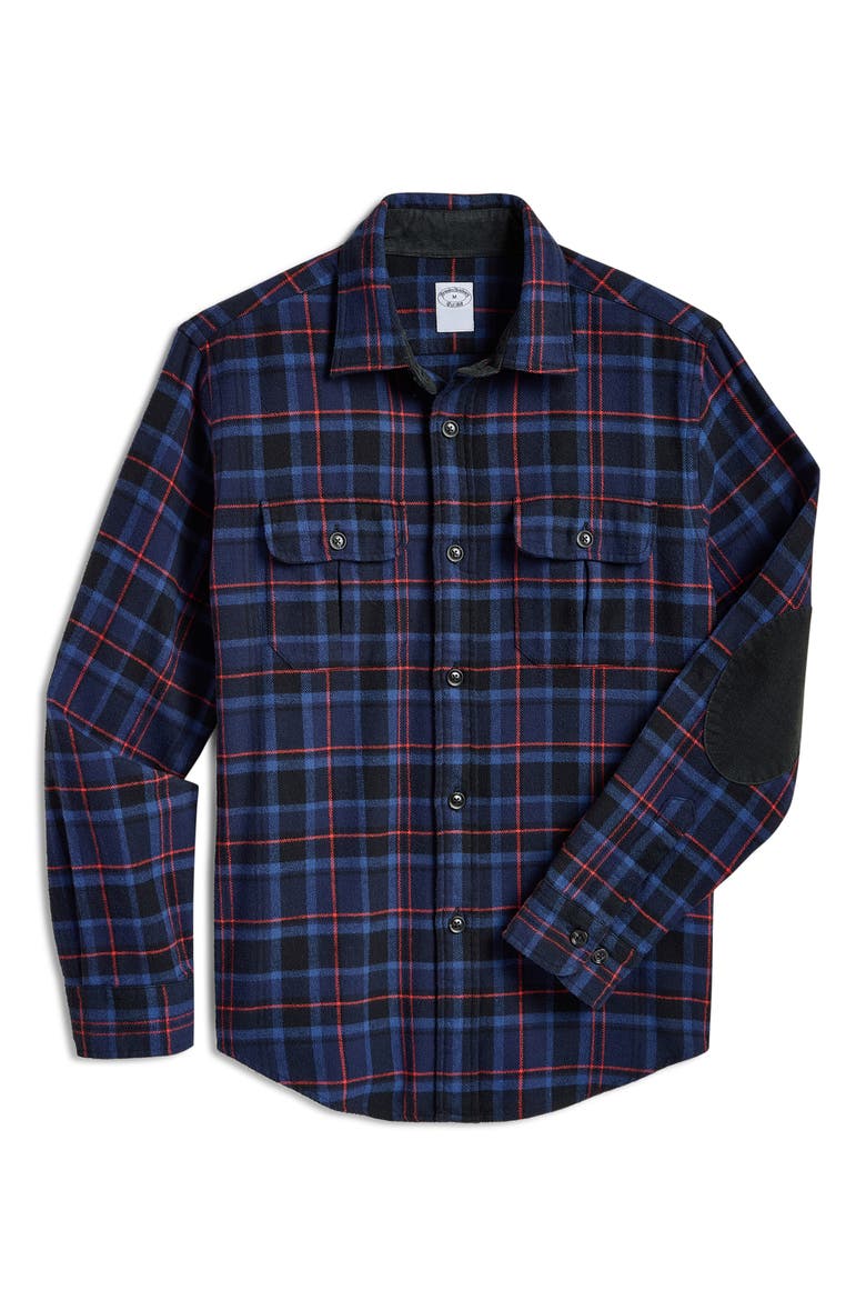 Plaid Cotton Flannel Button-Up Overshirt, Alternate, color, BLACKPLAID