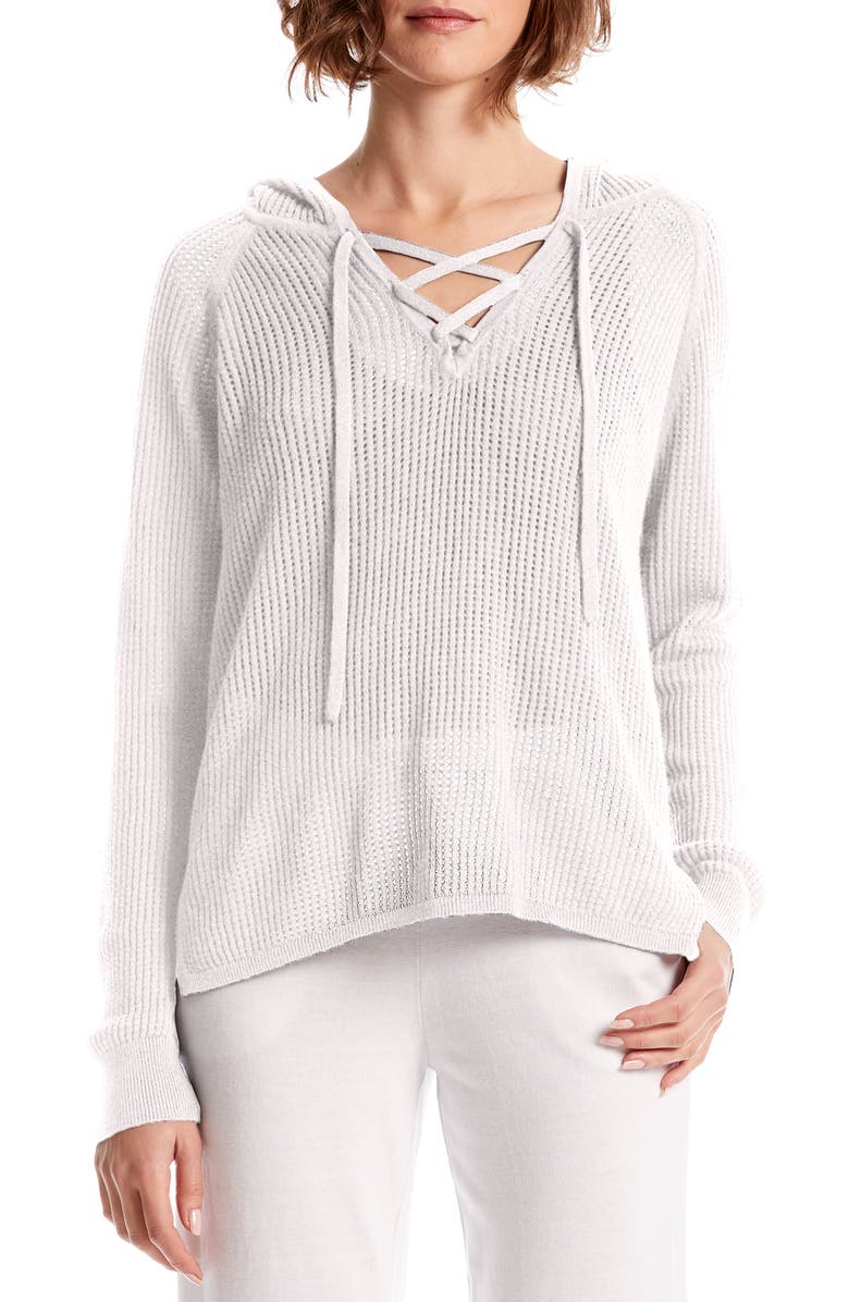 Michael Stars Karter Lace Up Cotton Blend Hoodie, Main, color,