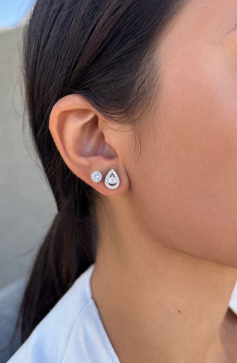 Adornia Set of 2 Assorted Cubic Zirconia Stud Earrings, Alternate, color, Silver