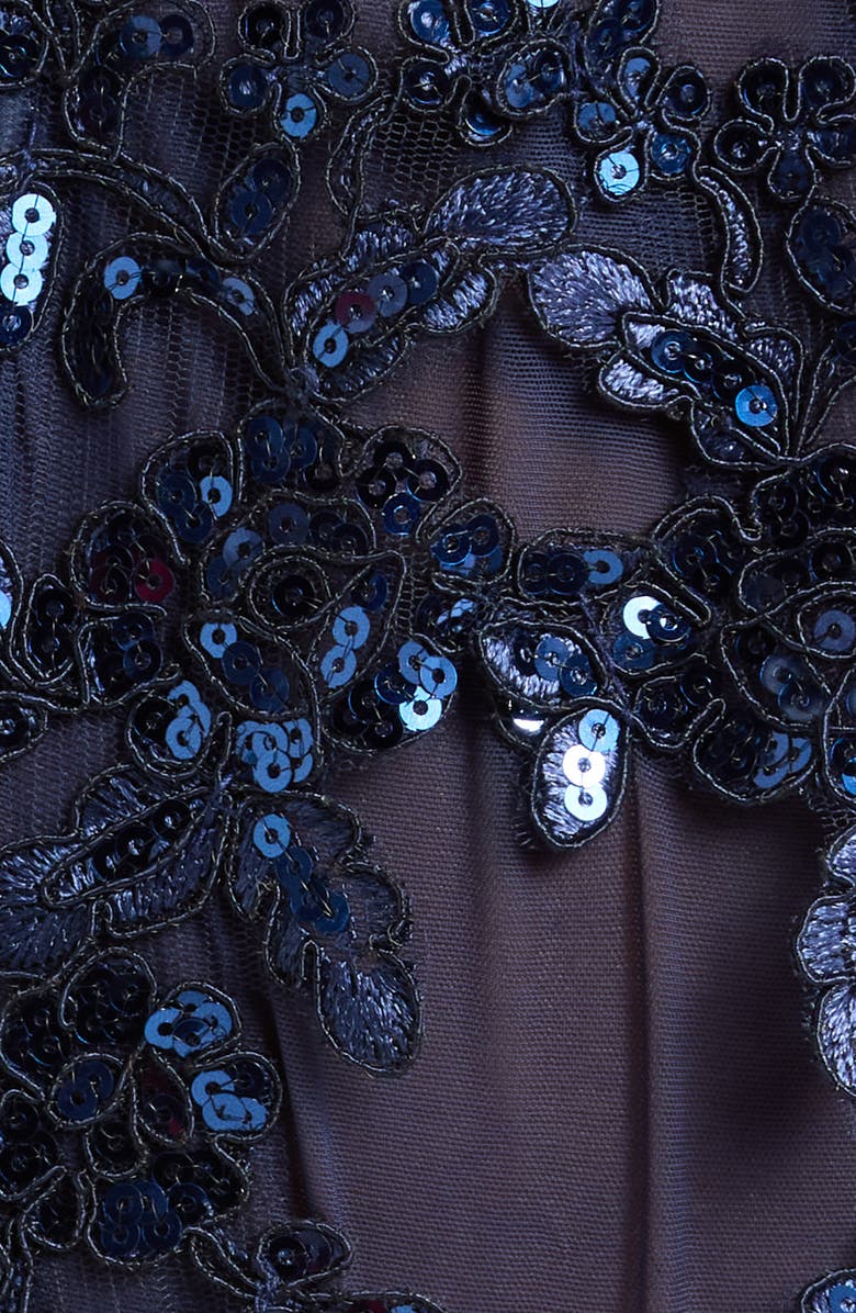 KILO BRAVA Sequin Floral Appliqué Mesh Underwire Bodysuit, Alternate, color,