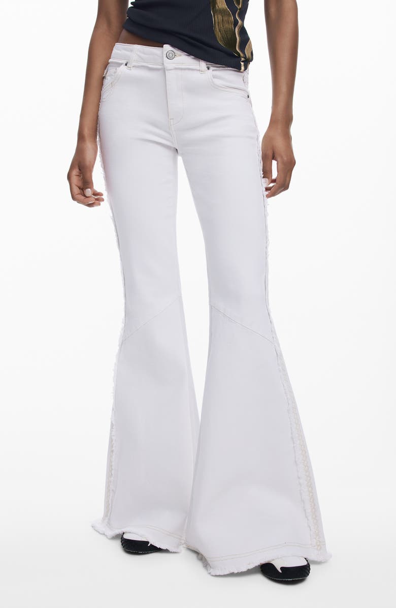 Desigual Flare Leg Jeans, Main, color, Light Beige