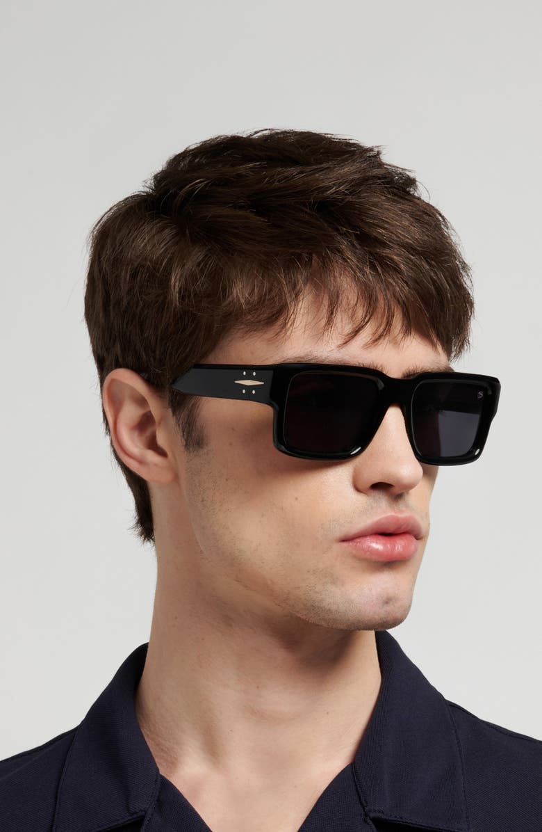 David Beckham Eyewear 53mm Rectangular Sunglasses, Alternate, color, Black/ Grey